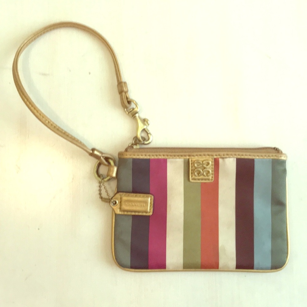Striped Coach Legacy Collection Wristlet/Wallet